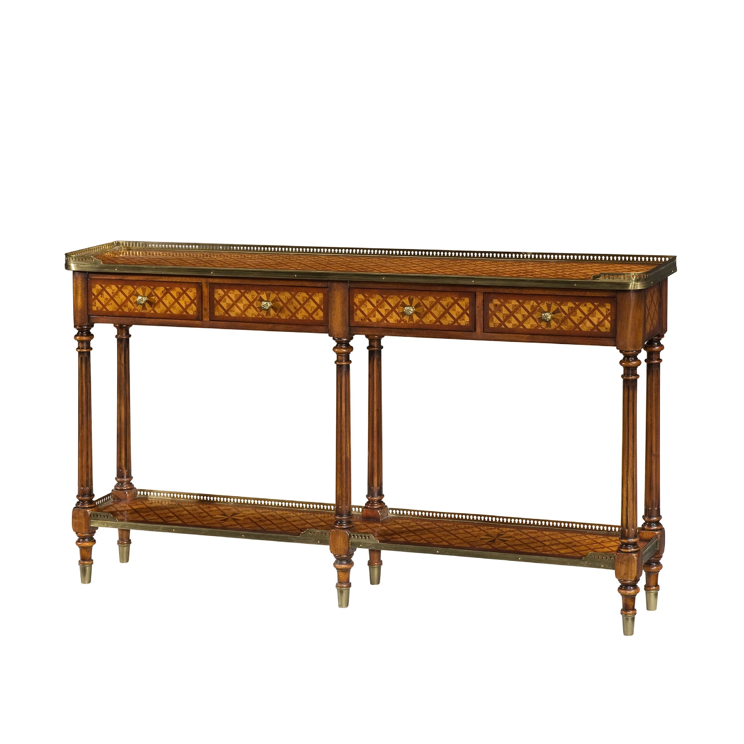 Console Theodore Alexander A burl lattice parquetry в интерьере