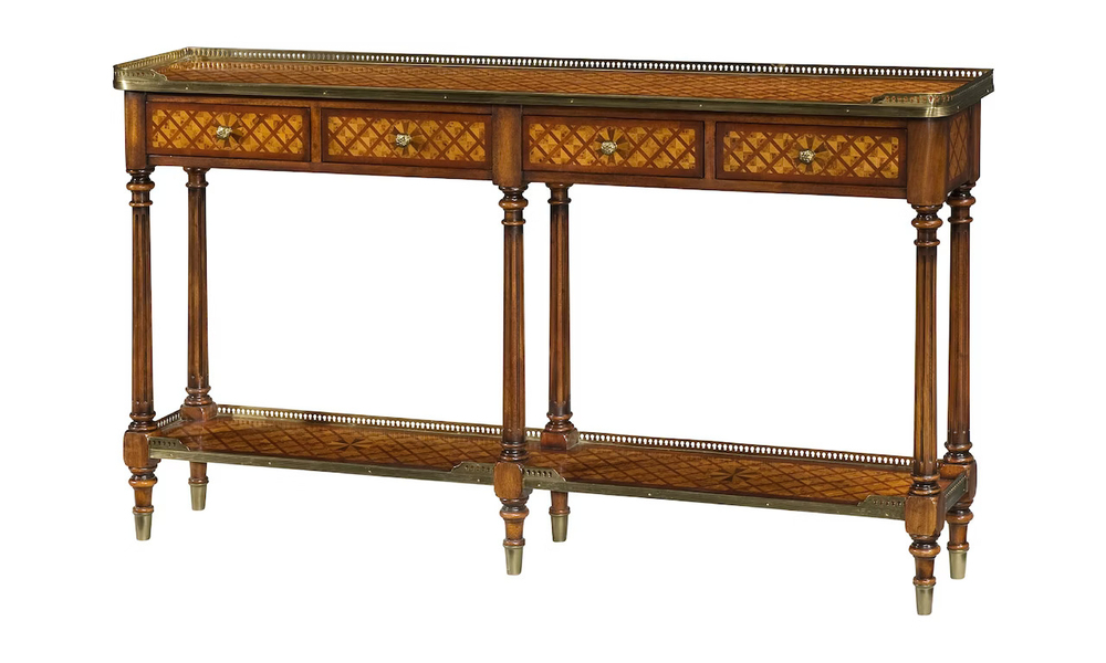Console Theodore Alexander A burl lattice parquetry