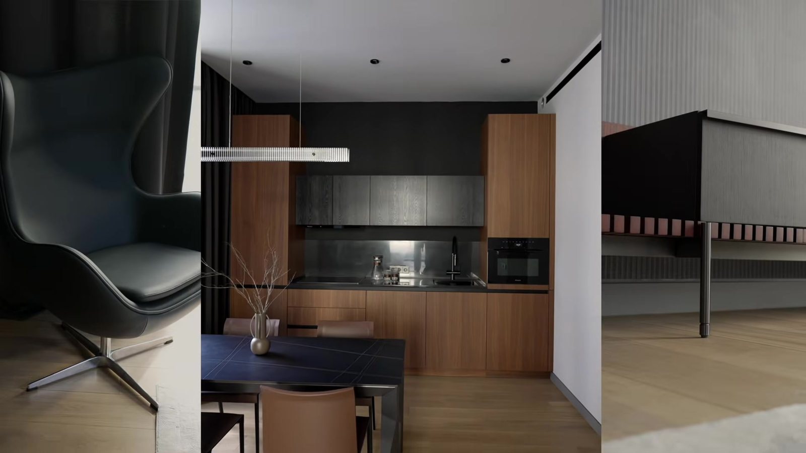 Dining set: porcelain stoneware и leather стулья цвета корицы
