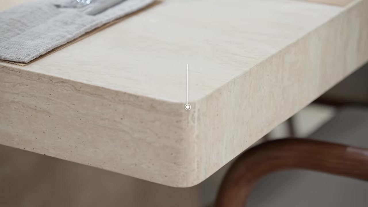Travertine table detail