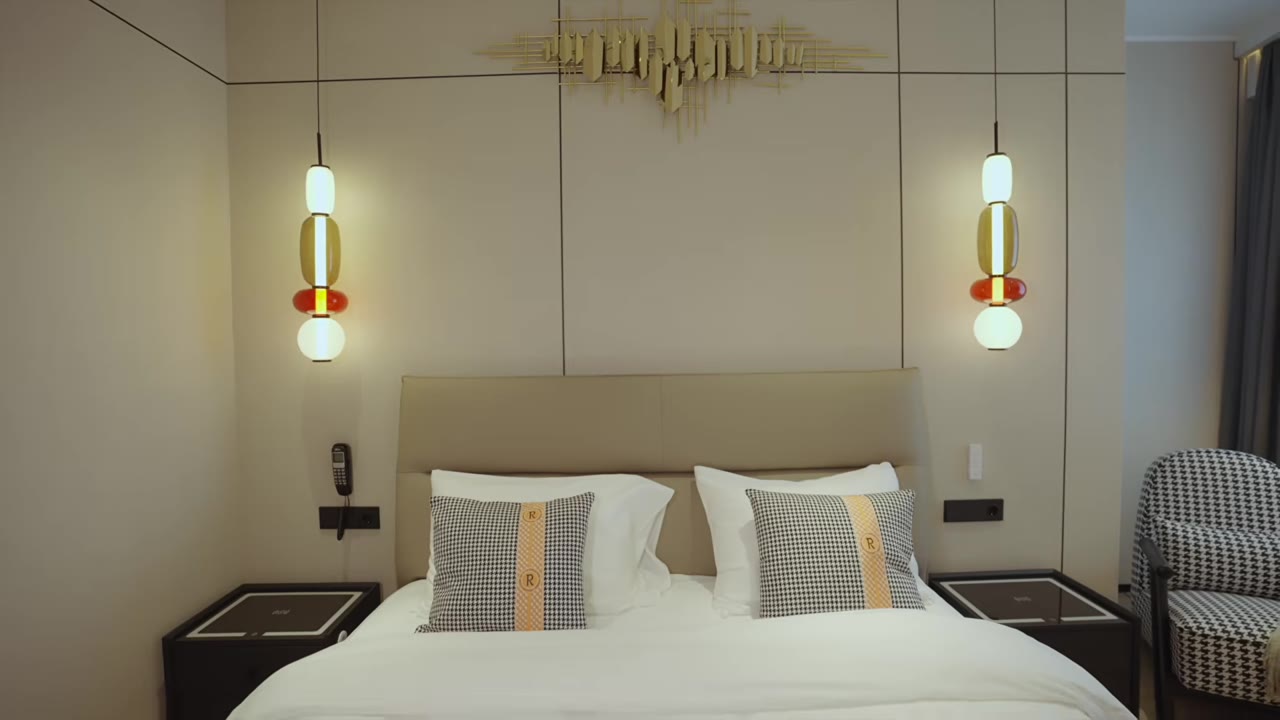 The sleeping area of the room