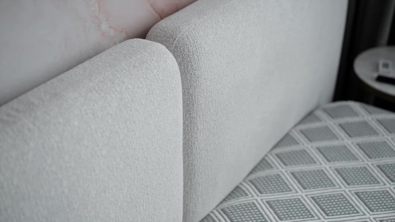 Detail of the bouclé upholstery