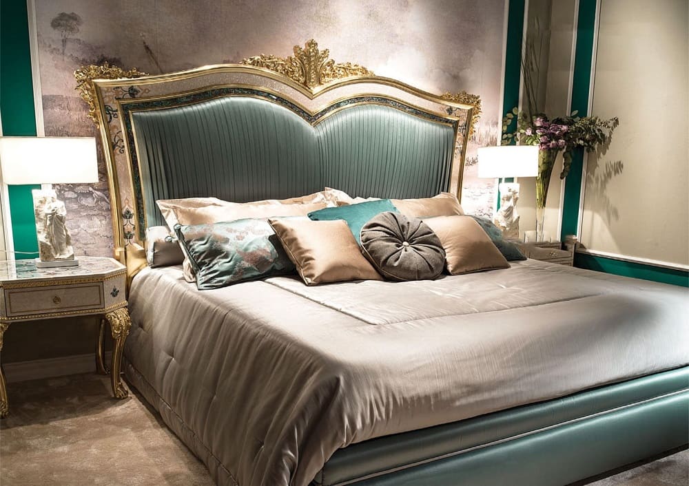 Bed Caspani Tino Sea Shell Turquoise в интерьере