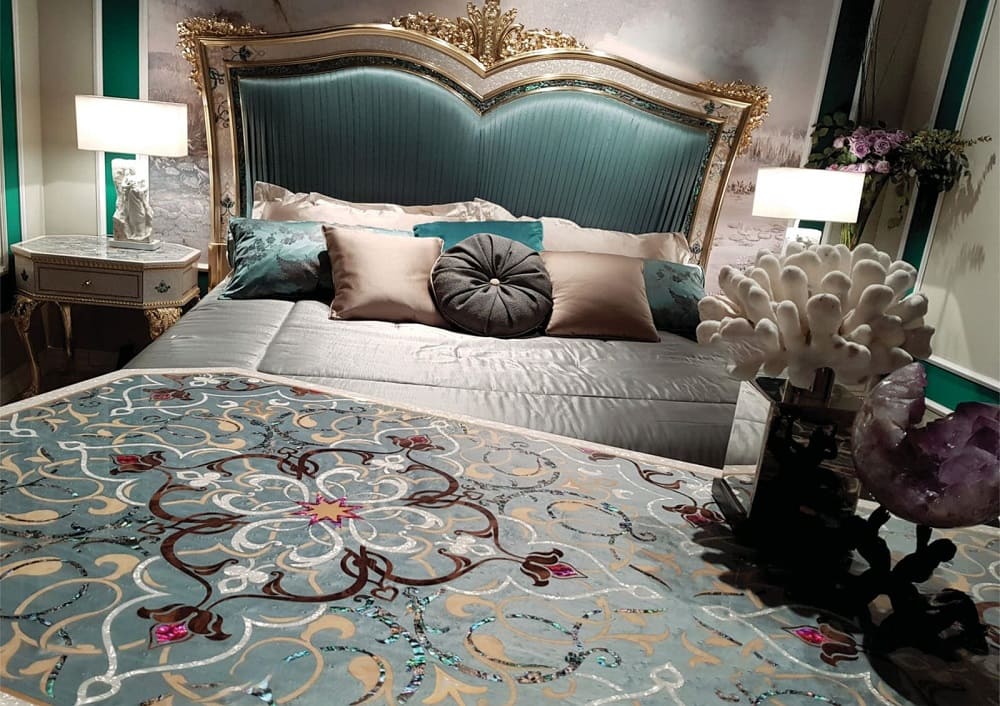 Bed Caspani Tino Sea Shell Turquoise в интерьере