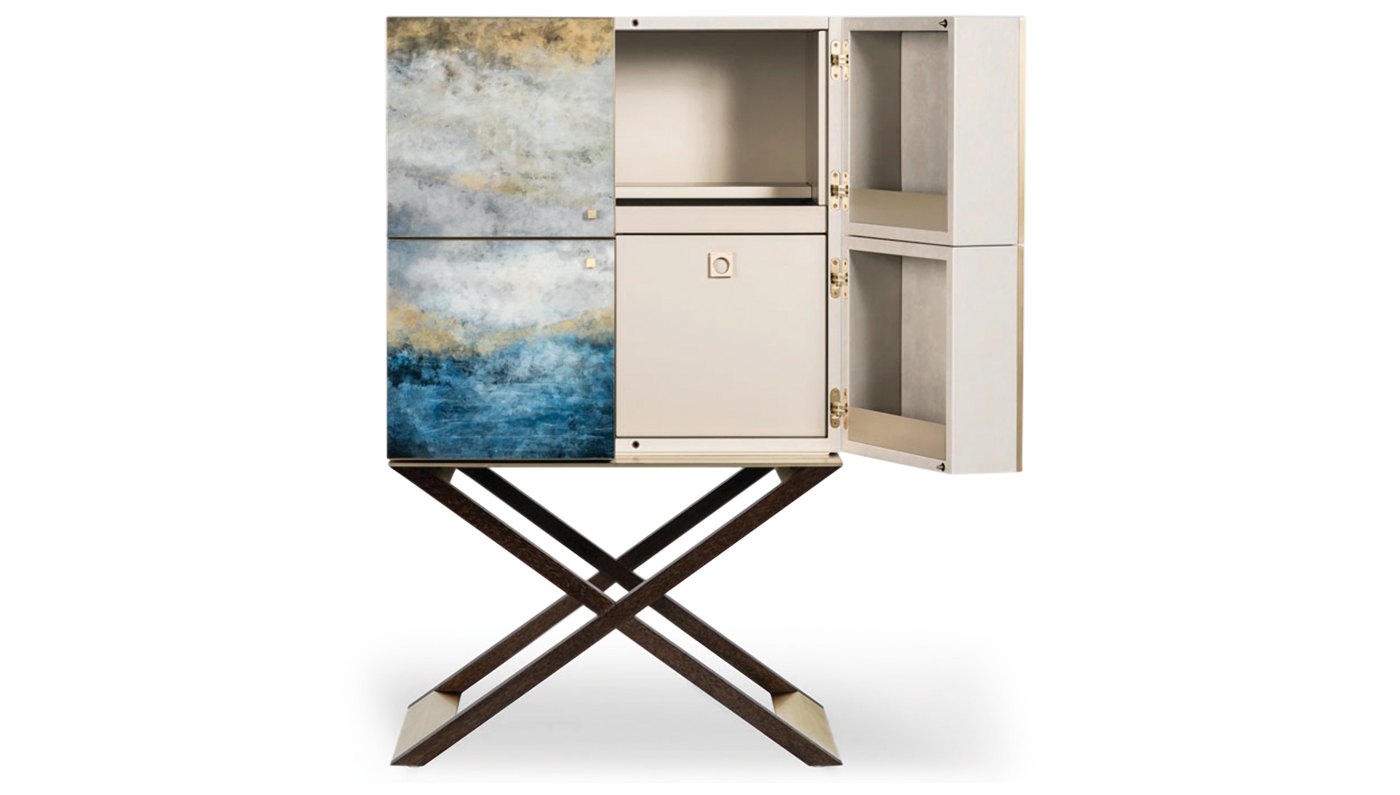 Armani Club Black Straw Marquetry Wine Cabinet в интерьере