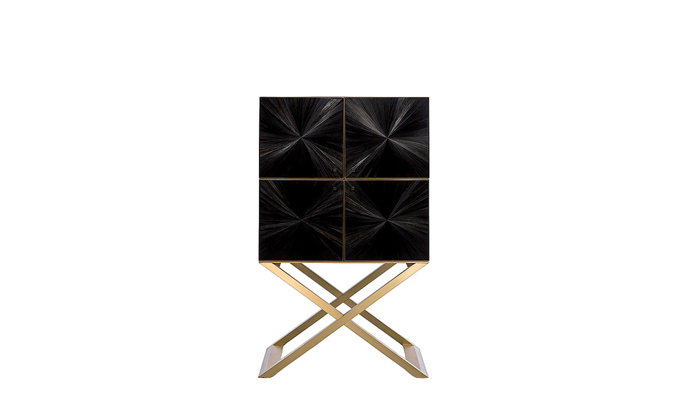 Armani Club Black Straw Marquetry Wine Cabinet