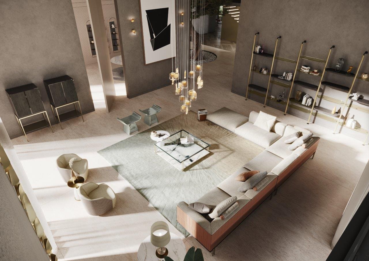 Pendant light PAOLO CASTELLI Golden в интерьере