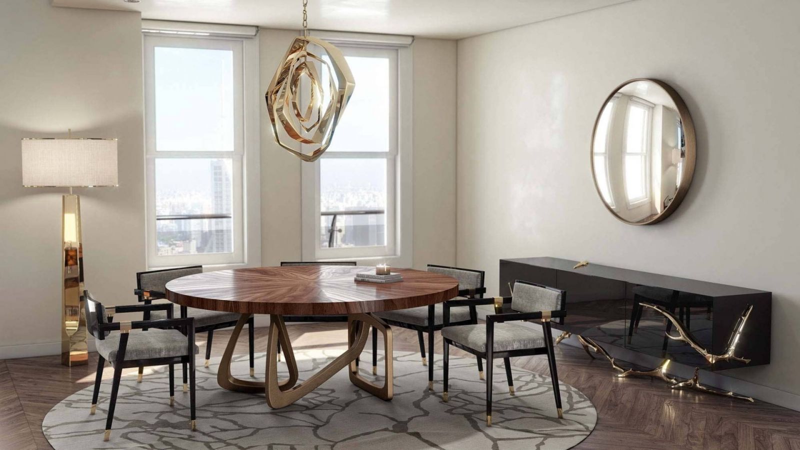 Hudson Furniture Round Bangle Dining Table в интерьере
