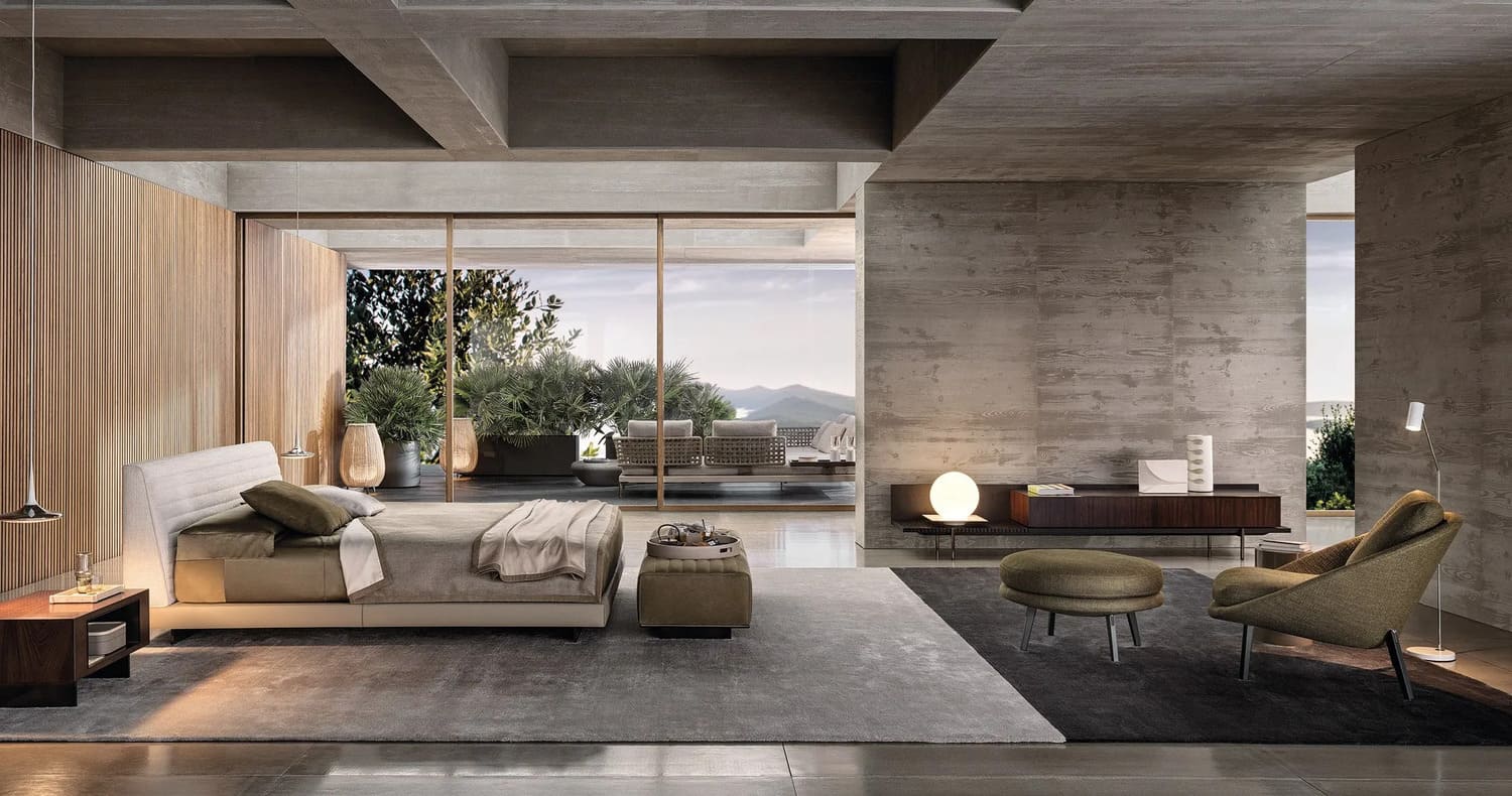 Minotti Roger bed в интерьере