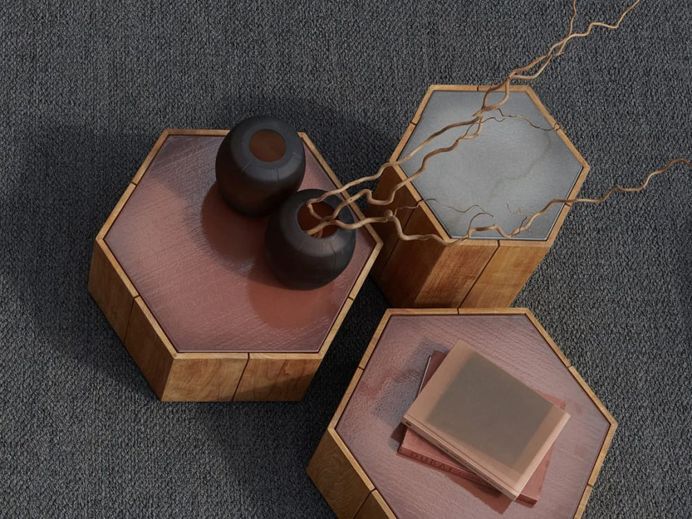 Outdoor corner table Tribu Hexagon High в интерьере