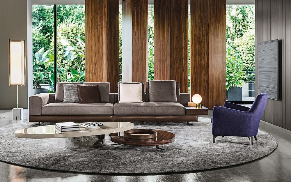 Minotti White Saddle-Hide Sofa в интерьере