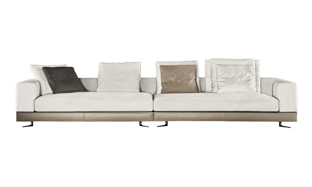 Minotti White Saddle-Hide Sofa