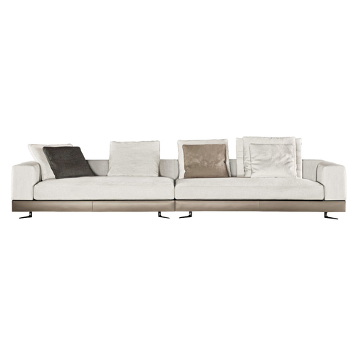Minotti White Saddle-Hide Sofa