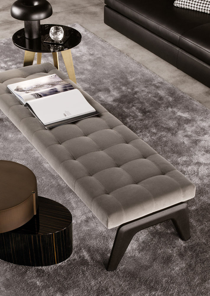 Bench Minotti, natural wood в интерьере