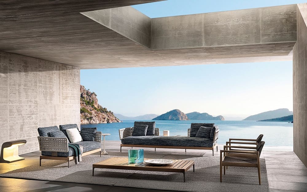 Outdoor sofa Minotti Patio Teak в интерьере