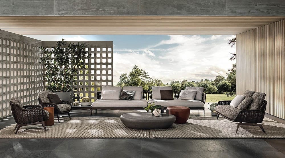 Outdoor sofa Minotti Belt Cord в интерьере