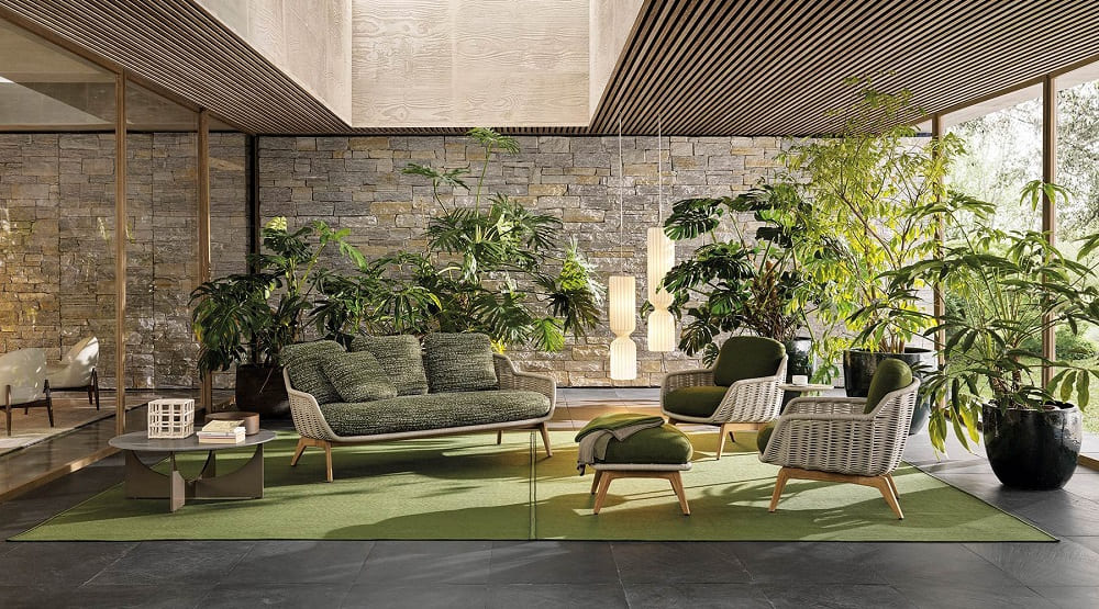 Outdoor sofa Minotti Belt Cord в интерьере