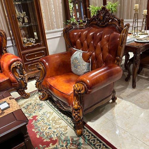 Armchair, natural wood, brown