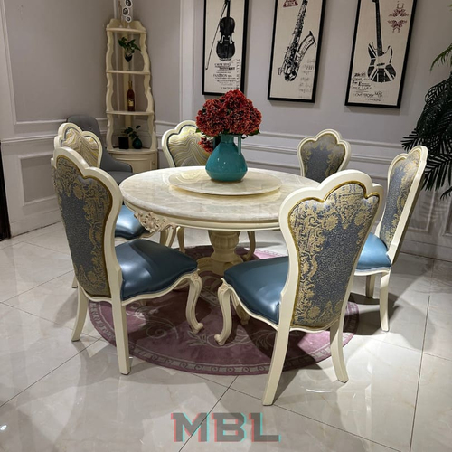 Dining table, natural wood, white