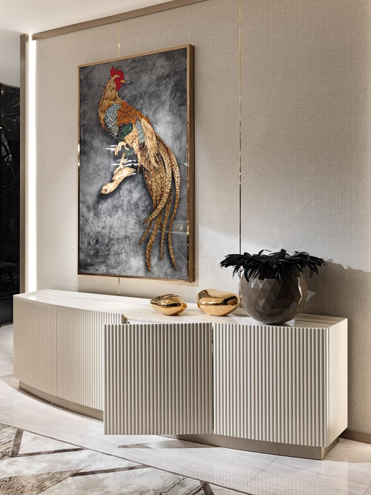 Painting Visionnaire Rooster в интерьере