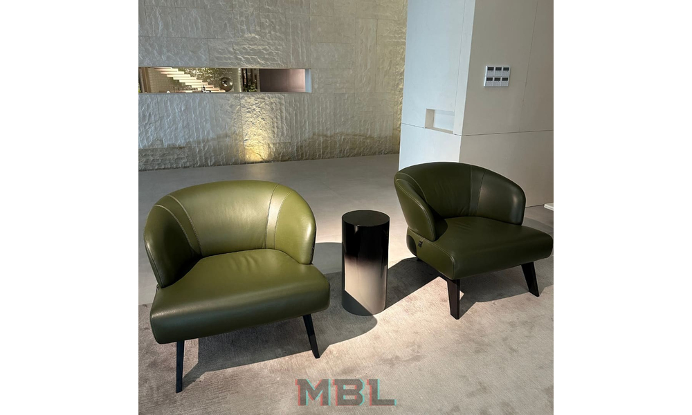 Armchair Minotti, leather, green