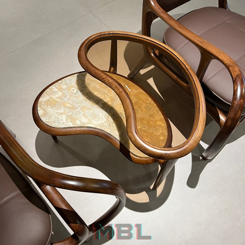 Corner table, natural walnut