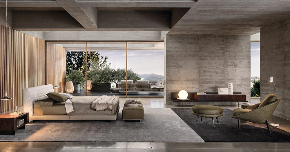 Minotti Roger bedside cabinet в интерьере