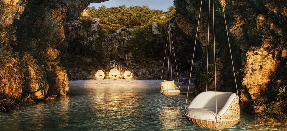Outdoor swing chair Dedon Swingrest в интерьере