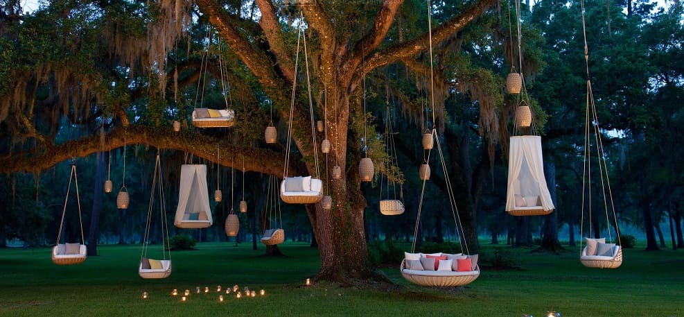 Outdoor swing chair Dedon Swingrest в интерьере